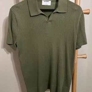Old Navy Men's Olive Green Lightweight Polo Sweater